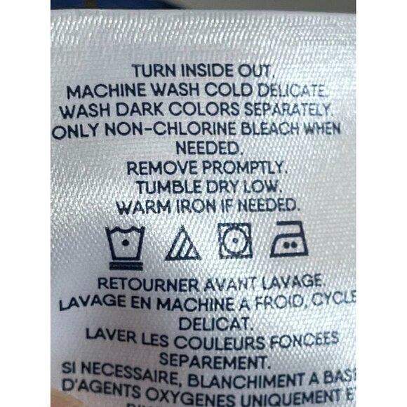 Lands End Top Women XL Blue Floral Summer Feminine Retro Tropical Ombre 80s - Picture 11 of 12